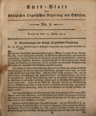 Amts-Blatt der Preußischen Regierung zu Liegnitz Samstag 15. Juni 1811