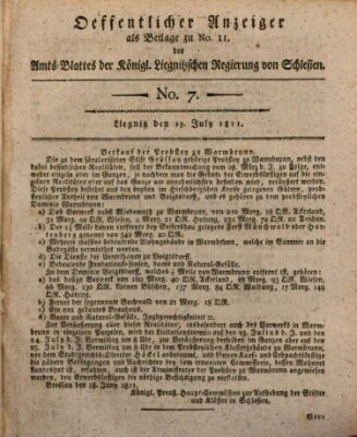 Amts-Blatt der Preußischen Regierung zu Liegnitz Samstag 13. Juli 1811