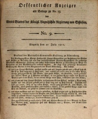 Amts-Blatt der Preußischen Regierung zu Liegnitz Samstag 27. Juli 1811