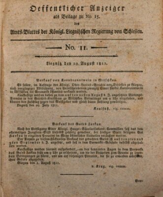 Amts-Blatt der Preußischen Regierung zu Liegnitz Samstag 10. August 1811