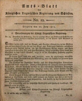 Amts-Blatt der Preußischen Regierung zu Liegnitz Samstag 20. Juli 1811