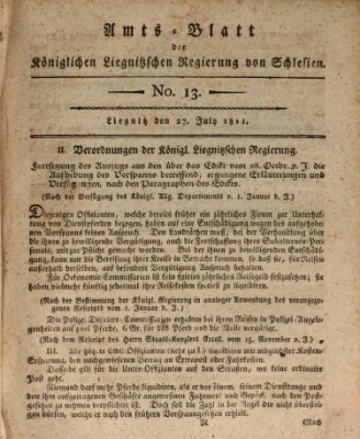 Amts-Blatt der Preußischen Regierung zu Liegnitz Samstag 27. Juli 1811