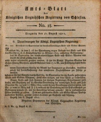 Amts-Blatt der Preußischen Regierung zu Liegnitz Samstag 31. August 1811