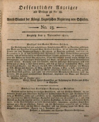 Amts-Blatt der Preußischen Regierung zu Liegnitz Samstag 9. November 1811