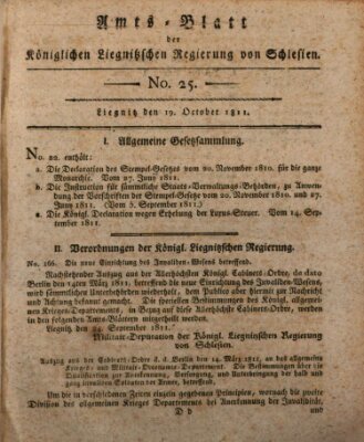 Amts-Blatt der Preußischen Regierung zu Liegnitz Samstag 19. Oktober 1811