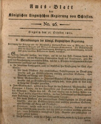 Amts-Blatt der Preußischen Regierung zu Liegnitz Samstag 26. Oktober 1811