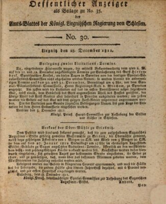 Amts-Blatt der Preußischen Regierung zu Liegnitz Samstag 28. Dezember 1811