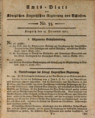 Amts-Blatt der Preußischen Regierung zu Liegnitz Samstag 28. Dezember 1811