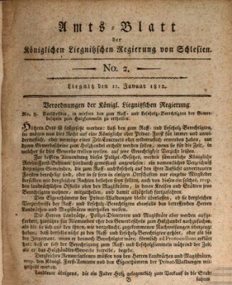 Amts-Blatt der Preußischen Regierung zu Liegnitz Samstag 11. Januar 1812