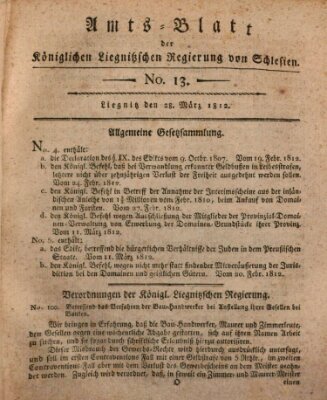 Amts-Blatt der Preußischen Regierung zu Liegnitz Samstag 28. März 1812