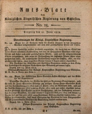 Amts-Blatt der Preußischen Regierung zu Liegnitz Samstag 20. Juni 1812