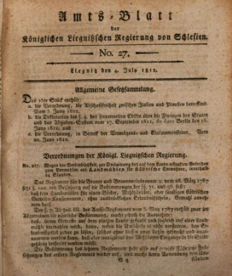 Amts-Blatt der Preußischen Regierung zu Liegnitz Samstag 4. Juli 1812