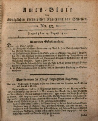 Amts-Blatt der Preußischen Regierung zu Liegnitz Samstag 15. August 1812