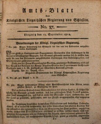 Amts-Blatt der Preußischen Regierung zu Liegnitz Samstag 12. September 1812