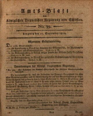 Amts-Blatt der Preußischen Regierung zu Liegnitz Samstag 26. September 1812