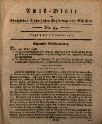 Amts-Blatt der Preußischen Regierung zu Liegnitz Samstag 7. November 1812