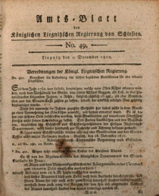 Amts-Blatt der Preußischen Regierung zu Liegnitz Samstag 5. Dezember 1812