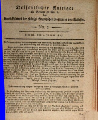 Amts-Blatt der Preußischen Regierung zu Liegnitz Samstag 9. Januar 1813