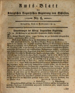 Amts-Blatt der Preußischen Regierung zu Liegnitz Samstag 6. Februar 1813