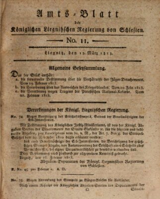 Amts-Blatt der Preußischen Regierung zu Liegnitz Samstag 13. März 1813