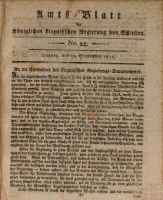 Amts-Blatt der Preußischen Regierung zu Liegnitz Samstag 25. September 1813