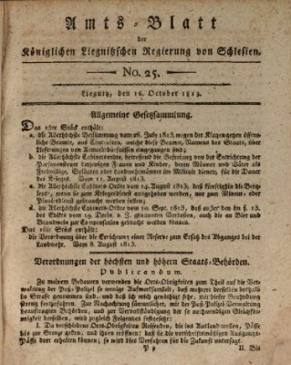 Amts-Blatt der Preußischen Regierung zu Liegnitz Samstag 16. Oktober 1813