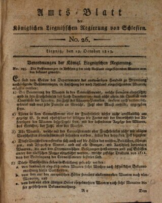 Amts-Blatt der Preußischen Regierung zu Liegnitz Samstag 23. Oktober 1813