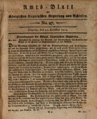 Amts-Blatt der Preußischen Regierung zu Liegnitz Samstag 30. Oktober 1813