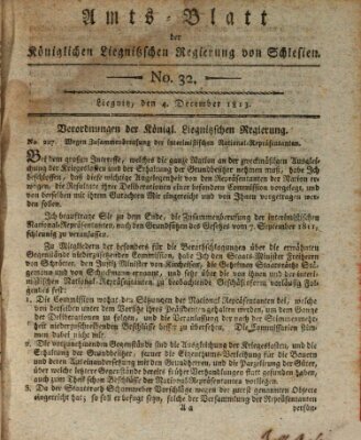 Amts-Blatt der Preußischen Regierung zu Liegnitz Samstag 4. Dezember 1813