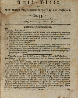 Amts-Blatt der Preußischen Regierung zu Liegnitz Samstag 25. Dezember 1813