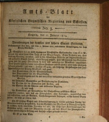 Amts-Blatt der Preußischen Regierung zu Liegnitz Samstag 15. Januar 1814