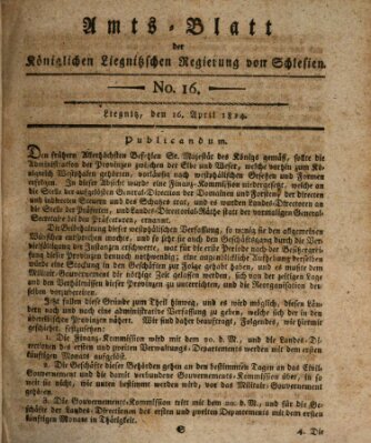 Amts-Blatt der Preußischen Regierung zu Liegnitz Samstag 16. April 1814