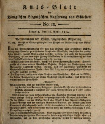 Amts-Blatt der Preußischen Regierung zu Liegnitz Samstag 30. April 1814