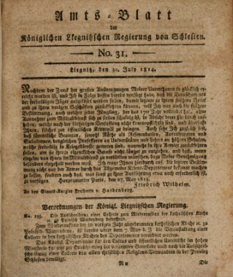 Amts-Blatt der Preußischen Regierung zu Liegnitz Samstag 30. Juli 1814