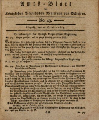 Amts-Blatt der Preußischen Regierung zu Liegnitz Samstag 22. Oktober 1814