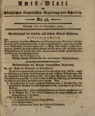 Amts-Blatt der Preußischen Regierung zu Liegnitz Samstag 26. November 1814