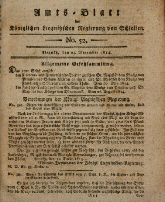 Amts-Blatt der Preußischen Regierung zu Liegnitz Samstag 24. Dezember 1814