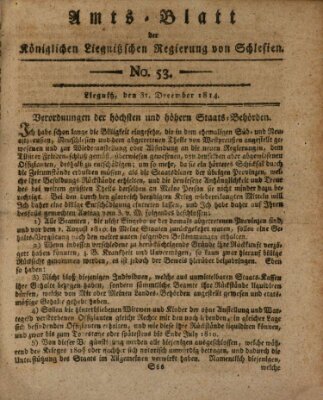 Amts-Blatt der Preußischen Regierung zu Liegnitz Samstag 31. Dezember 1814