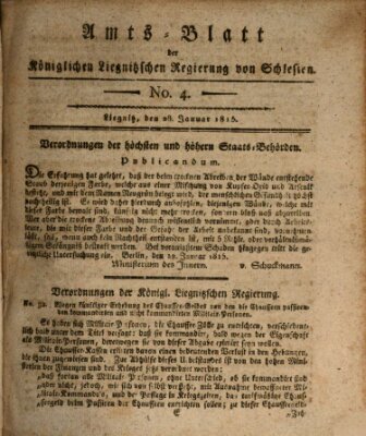 Amts-Blatt der Preußischen Regierung zu Liegnitz Samstag 28. Januar 1815