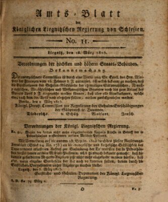 Amts-Blatt der Preußischen Regierung zu Liegnitz Samstag 18. März 1815