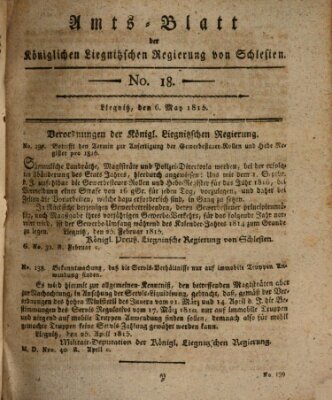 Amts-Blatt der Preußischen Regierung zu Liegnitz Samstag 6. Mai 1815