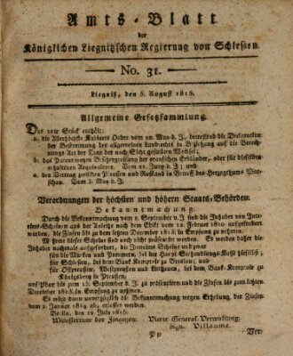 Amts-Blatt der Preußischen Regierung zu Liegnitz Samstag 5. August 1815