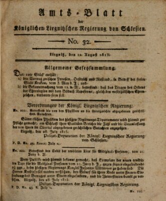 Amts-Blatt der Preußischen Regierung zu Liegnitz Samstag 12. August 1815