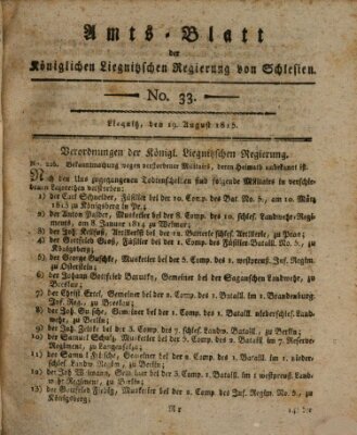 Amts-Blatt der Preußischen Regierung zu Liegnitz Samstag 19. August 1815