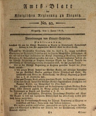 Amts-Blatt der Preußischen Regierung zu Liegnitz Samstag 1. Juni 1816