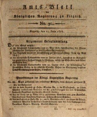 Amts-Blatt der Preußischen Regierung zu Liegnitz Samstag 27. Juli 1816