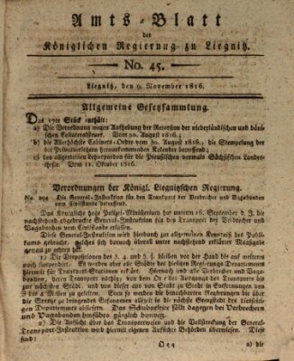 Amts-Blatt der Preußischen Regierung zu Liegnitz Samstag 9. November 1816