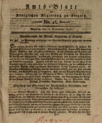 Amts-Blatt der Preußischen Regierung zu Liegnitz Samstag 16. November 1816