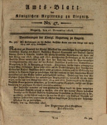 Amts-Blatt der Preußischen Regierung zu Liegnitz Samstag 23. November 1816