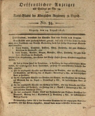 Amts-Blatt der Preußischen Regierung zu Liegnitz Samstag 24. August 1816